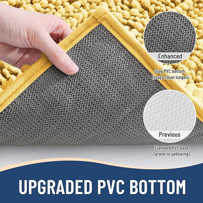 Arotive Luxury Chenille Bathroom Rug Mat, Extra Soft Thick Absorbent Shaggy Bath Rugs, Non-Slip Machine Wash Dry, Plush Bath Mats for Bathroom, Shower and Tub, 30x20, Yellow - ModernBath