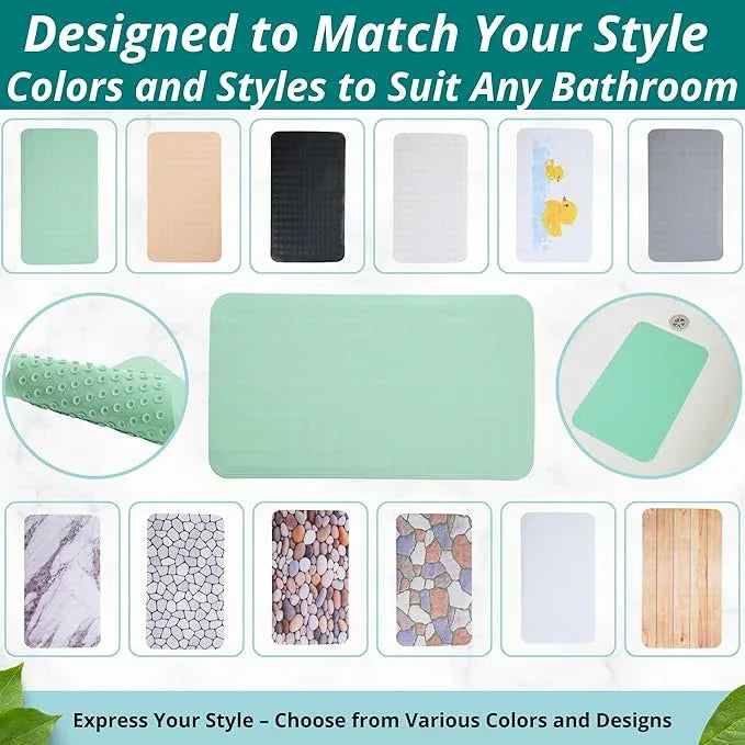 ENKOSI Non Slip Shower Mat – Bath Mat for Tub and Shower Floors – Anti Slip Bathtub Mat with Strong Suction Cup Grip – Soft, Green Bathroom Mat for Inside Bath and Shower Floors (28x16 Aqua Green) - ModernBath