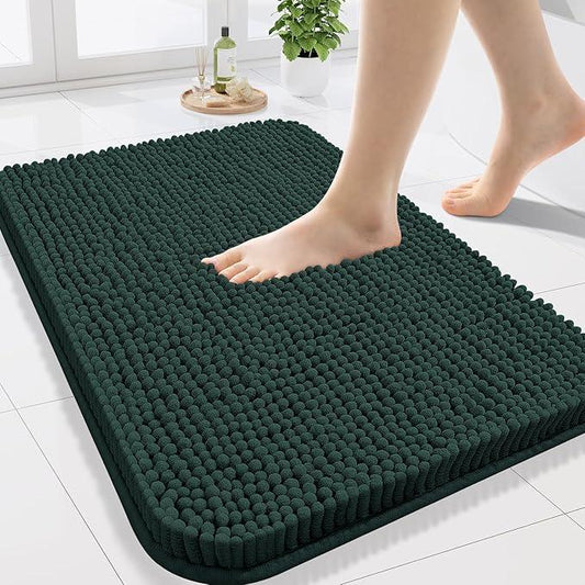 Arotive Bathroom Rugs 24x16, Extra Soft Absorbent Shaggy Chenille Bath Rugs, Machine Washable Rubber Backing Non-Slip Bath Mats for Bathroom Floor Tub and Shower Home Decor Accessories, Blackish Green - ModernBath