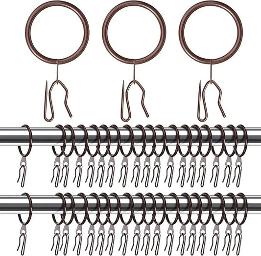 Qunclay 100 Set 1.26 Inch Metal Curtain Rings with Eyelets Curtain Hooks for Drapes and Metal Drapery Pin Drapery Hooks for Window Door Shower Bathroom Rings (Brown) - ModernBath