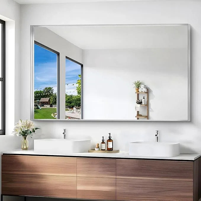 NIMURY Silver Bathroom Mirror, 36x60 Inch Rectangular Deep Frame Mirror, Large Wall Mounted Bathroom Vanity Mirror Over Sink for Bedroom,Restroom, Living Room, Hangs Vertically or Horizontally - ModernBath