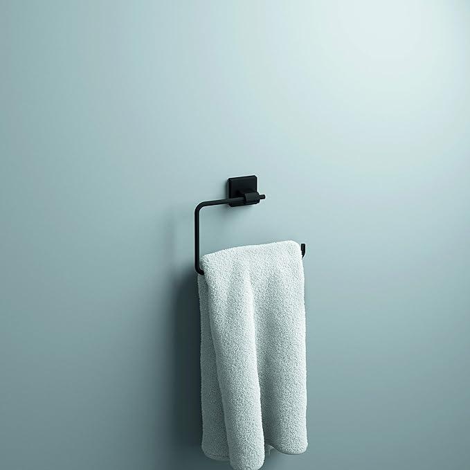 Franklin Brass Maxted (1-Pack) Hand Towel Holder Matte Black Towel Racks for Bathroom Wall Square Towel Ring Holder for Bath Towel Hanger for Kitchen, Bathroom Accessories MAX46-FB - ModernBath