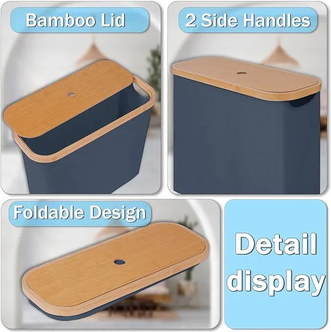 efluky Toilet Paper Basket with Lid, Toilet Paper Organizer for Bathroom, Free Standing Toilet Paper Holder with Storage, Blue - ModernBath