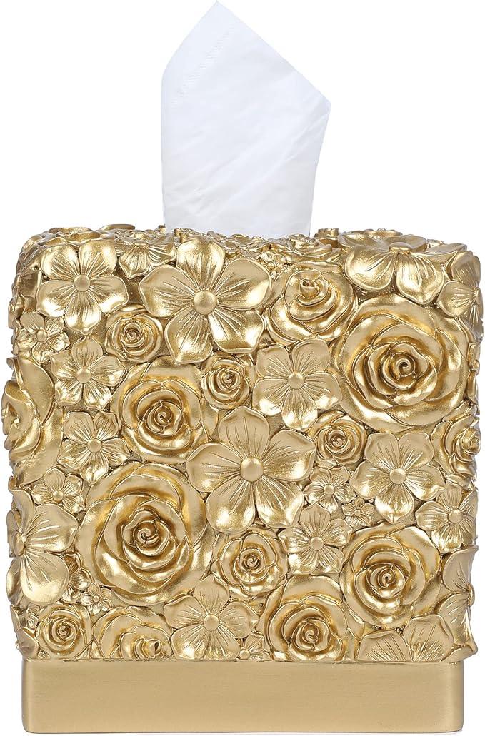 Hymmah Modern Square Tissue Box Cover Holder,Bathroom Accessories Decor Unique Design Tissue Box Cover for Bathroom Vanity Counter Tops Also Great for Bedrooms and Living Rooms - ModernBath