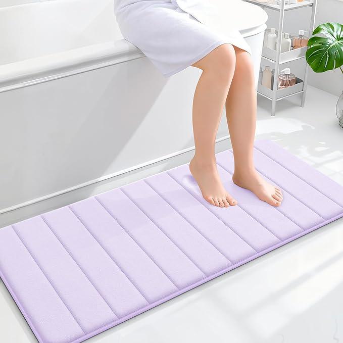 OLANLY Memory Foam Long Bathroom Rugs Runner 47x20, Super Soft Absorbent Bath Mat, Quick Dry, Machine Washable Shower Floor Rugs, Bathmat Carpet, Bathroom Home Decor Accessories, Lavender - ModernBath