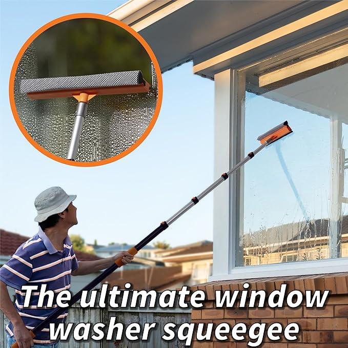 5-30 ft Window Washer Squeegee Kit with Extension Pole (36+ Foot Reach) // Long Handle Squeegee for Window Cleaning & Car Cleaning Multi-Use//Telescopic Professional Window Cleaning Squeegee for Home - ModernBath