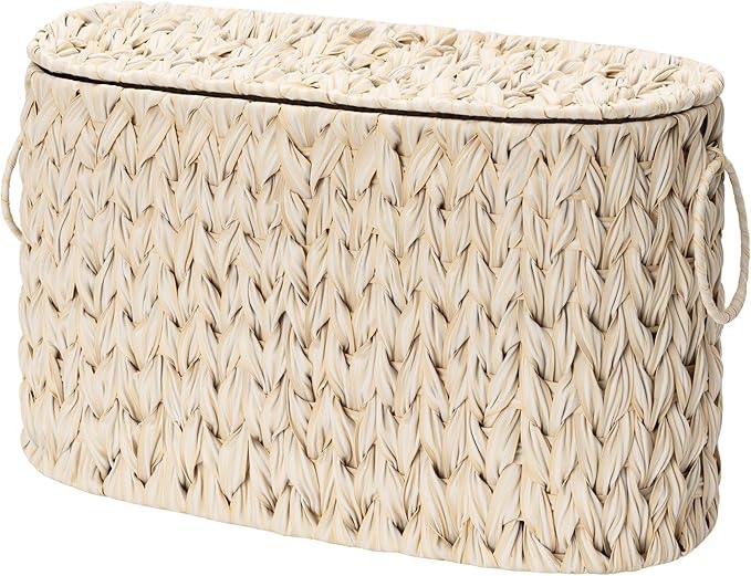 GRANNY SAYS Toilet Paper Storage Basket with Lid, Freestanding Toilet Paper Holder, Bathroom Organizers and Storage, Wicker Basket for Bathroom Storage, Butter Milk - ModernBath