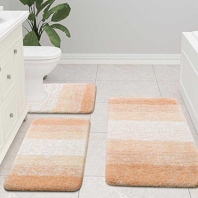 Arotive Microfiber Bathroom Rugs, Shaggy Soft and Absorbent Bath Rug, Non-Slip, Thick Plush Machine Washable Dry Bath Mats for Bathroom, Tub and Shower, 24x16, Peach, Rectangular - ModernBath