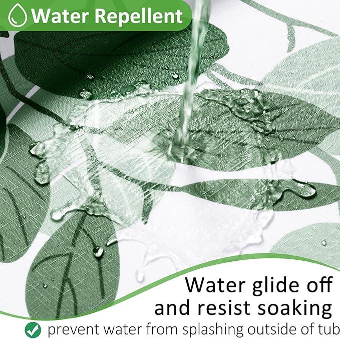 BOODII Emerald Green Leaves Shower Curtain for Bathroom Hunter Green Eucalyptus Watercolor Shower Curtain for Bathroom Botanical Floral Leaf Spring Decor 72x78 - ModernBath