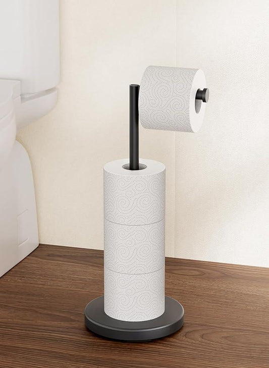 KES Toilet Paper Holder Stand 2X Weighted Base, Black Free Standing Toilet Paper Holder with Reverse for 4 Rolls, 18/8 Stainless Steel Rustproof Tissue Holder for Bathroom, Matte Black, BPH290A-BK - ModernBath