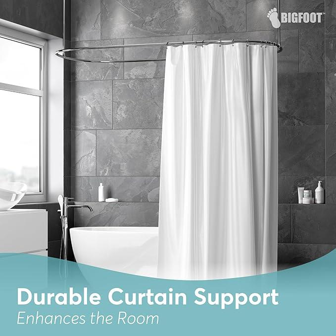BigFoot Shower Curtain Hooks, Stainless Steel, Rust Resistant, Easy Installation & Smooth Glide, Fits Standard Shower Rods, 2 Hook Rings Hold Liners & Curtains, 12 Pieces, Nickel Color - ModernBath
