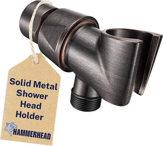 HammerHead Showers Solid Metal Handheld Showerhead Holder, Adjustable Wand Holder with Universal Wall Hook Bracket and Brass Pivot Ball, Oil Rubbed Bronze - ModernBath