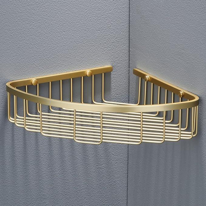 Segistan Bathroom Corner Shower Caddy Organizer, Corner-Hollow Design, SUS304 Stainless Steel Heavy Duty Rust-Proof Bathroom Shelf Organizer Holder, Wall Mounted Storage Rack, Brushed Gold - ModernBath