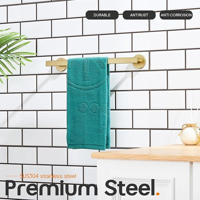 12 Inch Bathroom Towel Bar Bath Towel Rack Kitchen Towel Holder Towel Ring Wall Mounted SUS304 Stainless Steel Brushed Gold AN4001GD-L12 - ModernBath