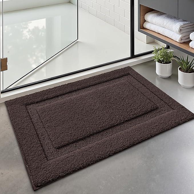 LUMI Ultra Soft Bathroom Rugs Non Slip with Rubber Backing, Absorbent Washable Bath Mat Quick Dry, Upgraded Premium Microfiber Plush Carpet for Bathtub and Shower Floor, Brown, 24x36 - ModernBath