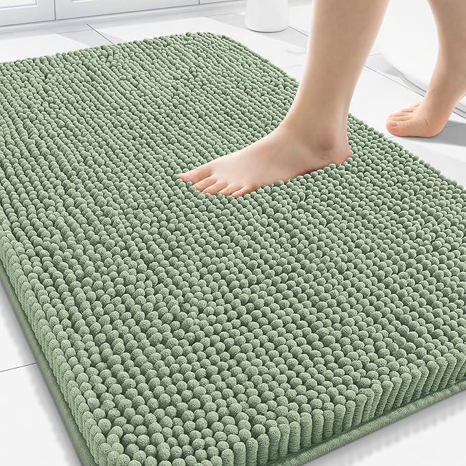 Arotive Bathroom Rugs 34x21, Extra Soft Absorbent Shaggy Chenille Bath Rugs, Machine Washable Rubber Backing Non-Slip Bath Mats for Bathroom Floor Tub and Shower, Home Decor Accessories, Sage Green - ModernBath