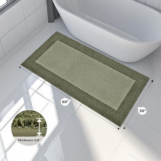 anllugs Bathroom Rugs 30" x 60", Non-Slip Extra Soft Absorbent Bath Rugs, Machine Washable Quick Dry Bath Mats for Bathroom Floor, Shower, Bathtub and Sink, Olive Green & Green - ModernBath