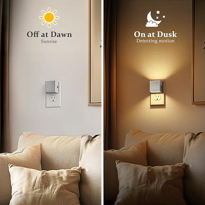 JandCase Night Light,Automatic Night Lights Plug into Wall,Dusk to Dawn,2 Pack Soft White 3000K Brightness Adjustable Nightlight for Kids Bedroom Bathroom Hallway Kitchen - ModernBath