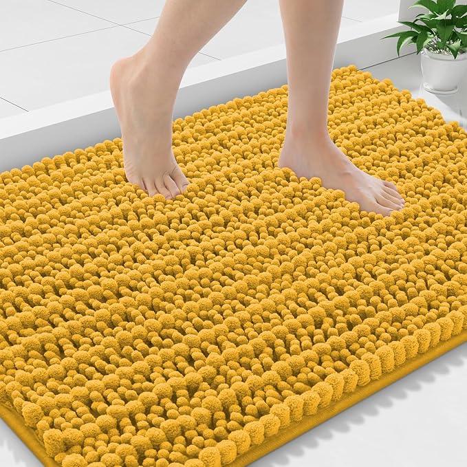 Smiry Bathroom Rugs Mat 36x24, Extra Soft Absorbent Chenille Bath Rugs, Non Slip Rubber Backing Machine Washable Quick Dry Bath Mats for Bathroom Floor, Tub, Shower, Home Accessories, Golden Yellow - ModernBath