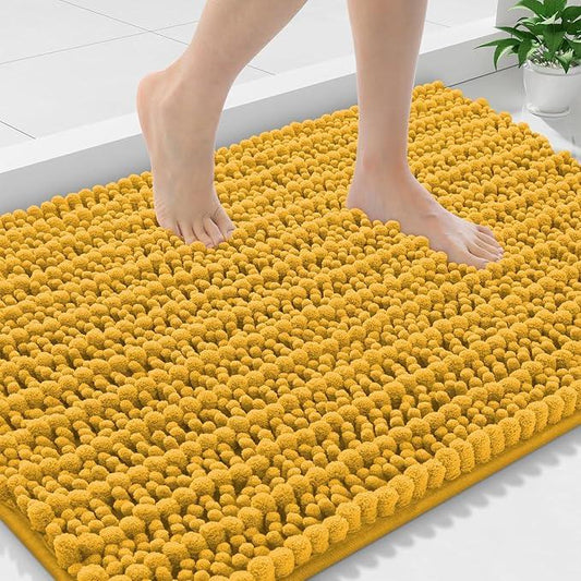 Smiry Bathroom Rugs Mat 36x24, Extra Soft Absorbent Chenille Bath Rugs, Non Slip Rubber Backing Machine Washable Quick Dry Bath Mats for Bathroom Floor, Tub, Shower, Home Accessories, Golden Yellow - ModernBath