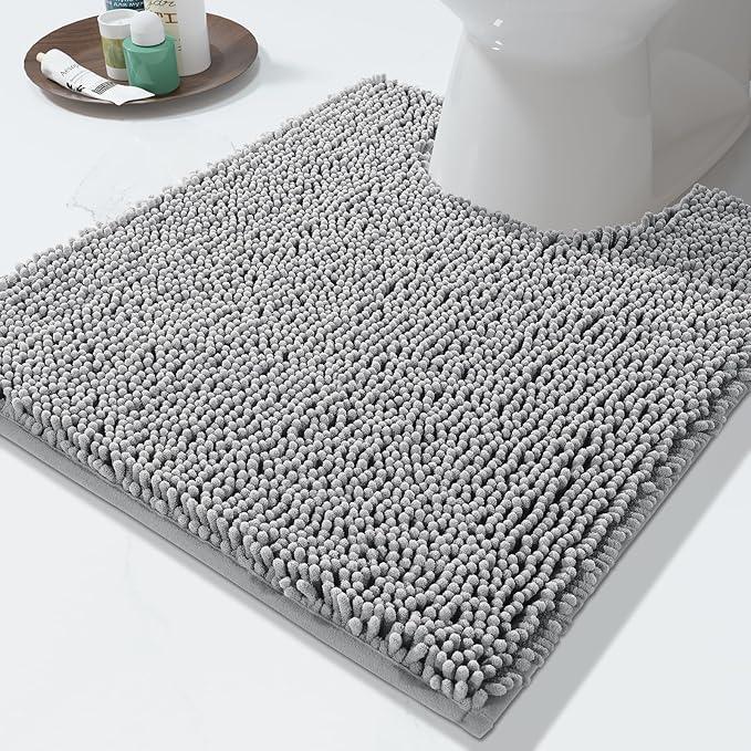 Yimobra Washable Bathroom Rugs, Super Soft & Absorbent Chenille Bath Mat for Floor & Carpet, Quick Dry Non Slip Bath Mat for Tub Shower, 24" x 17",Grey - ModernBath