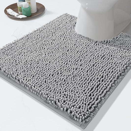Yimobra Washable Bathroom Rugs, Super Soft & Absorbent Chenille Bath Mat for Floor & Carpet, Quick Dry Non Slip Bath Mat for Tub Shower, 24" x 17",Grey - ModernBath