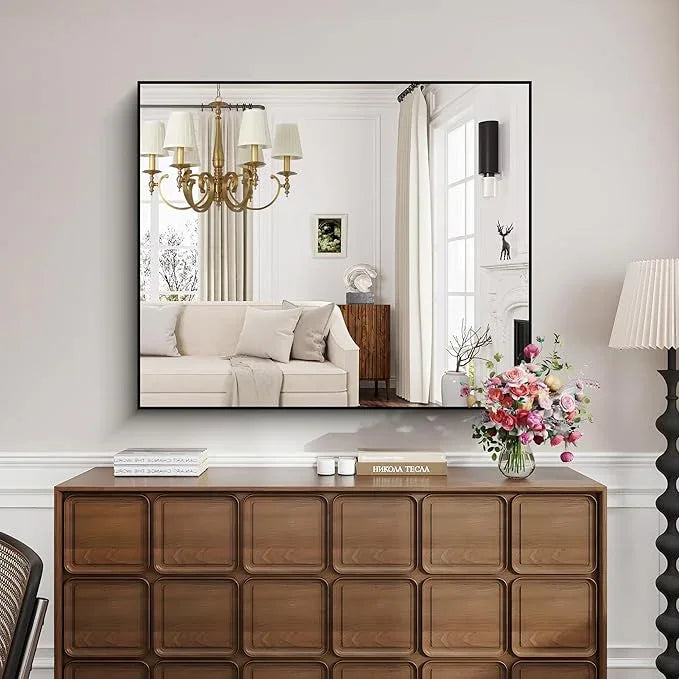 KOCUUY Black Bathroom Mirror, 40"x48" Large Rectangular Mirror with Metal Frame, Black Vanity Mirror with Modern Design for Bathroom, Living Room, Entryway, Hang Horizontal/Vertical - ModernBath