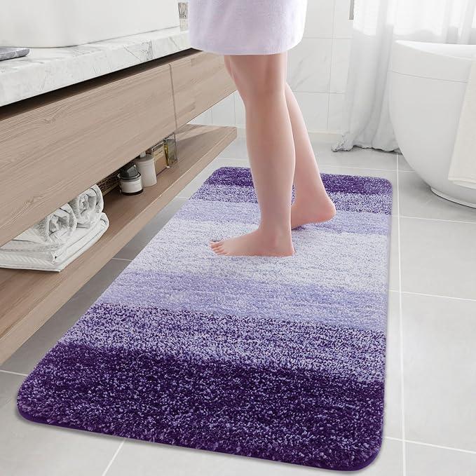 Arotive Microfiber Bathroom Rugs, Shaggy Soft and Absorbent Bath Rug, Non-Slip, Thick Plush Machine Washable Dry Bath Mats for Bathroom, Tub and Shower, 54x24, Dark Purple, Rectangular - ModernBath