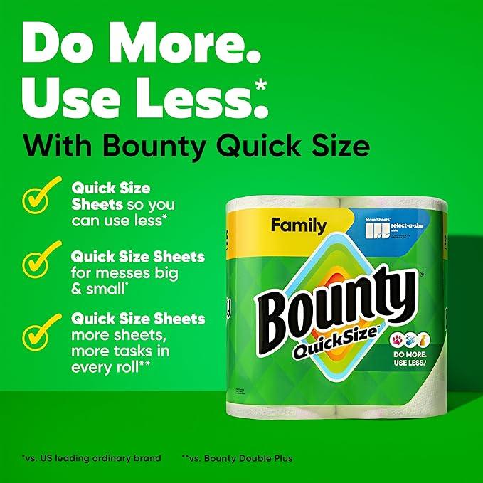 Bounty Paper Towels Quick Size, White, 16 Family Rolls = 40 Regular Rolls - ModernBath