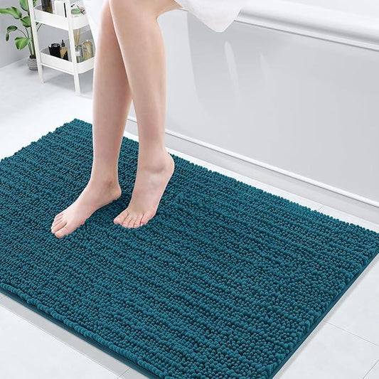 Arotive Luxury Chenille Bathroom Rug Mat, Extra Soft Thick Absorbent Shaggy Bath Rugs, Non-Slip Machine Wash Dry, Plush Bath Mats for Bathroom, Shower and Tub, 45x27, Peacock Blue - ModernBath