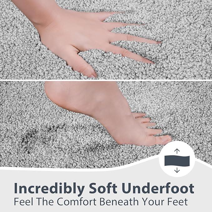 anllugs Bathroom Rugs 20" x 30", Non-Slip Extra Soft Absorbent Bath Rugs, Machine Washable Quick Dry Bath Mats for Bathroom Floor, Shower, Bathtub and Sink, Light Grey & Grey - ModernBath