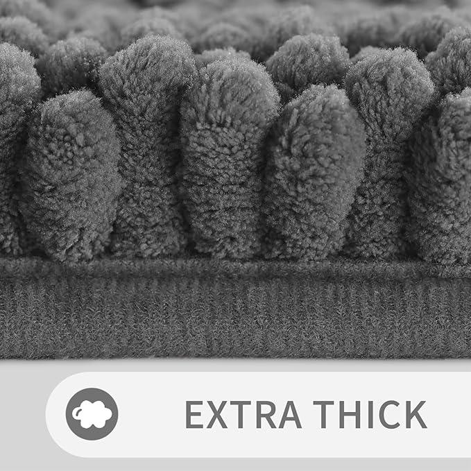 Yimobra Toilet Rugs U Shaped Washable 24 x 20, Non Slip and Super Absorbent Toilet Mat, Quick Dry, Ultra Luxury Microfiber Chenille Plush Fluffy Contour Bath Rugs for Toilet Base, Dark Gray - ModernBath