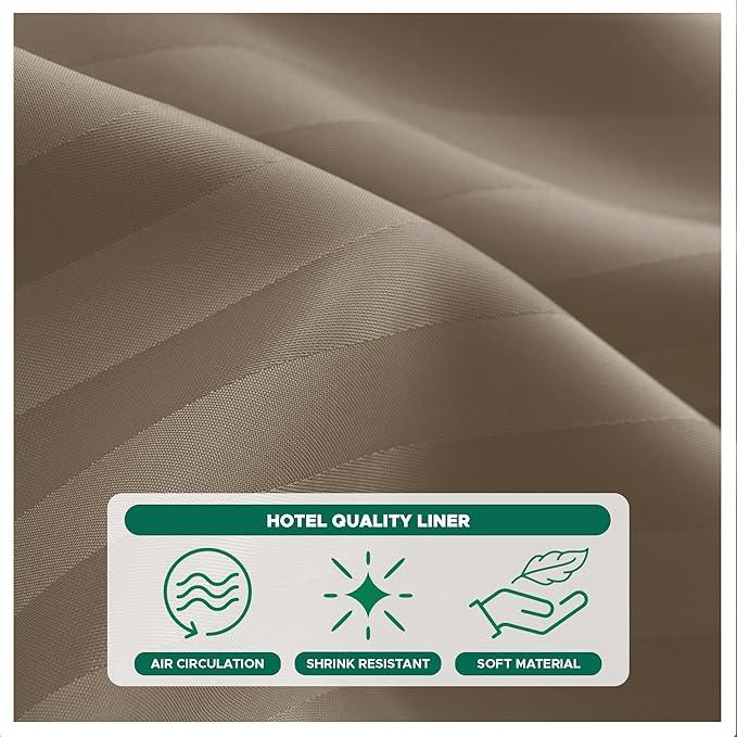 Biscaynebay Fabric Shower Curtain or Liner 72" by 72", Taupe Water Repellent Damask Stripes Bathroom Curtains Machine Washable - ModernBath