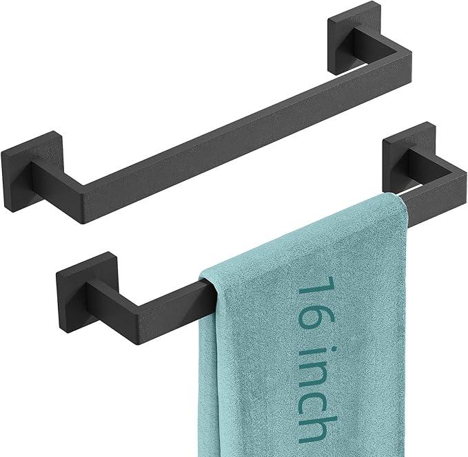 Bathroom Towel Bar,16 Inch Towel Racks for Bathroom Wall Mounted,Stainless Steel Towel Rail Hanger for Wall,Matte Black Towel Holder for Wall, Kitchen(2 Pack) - ModernBath