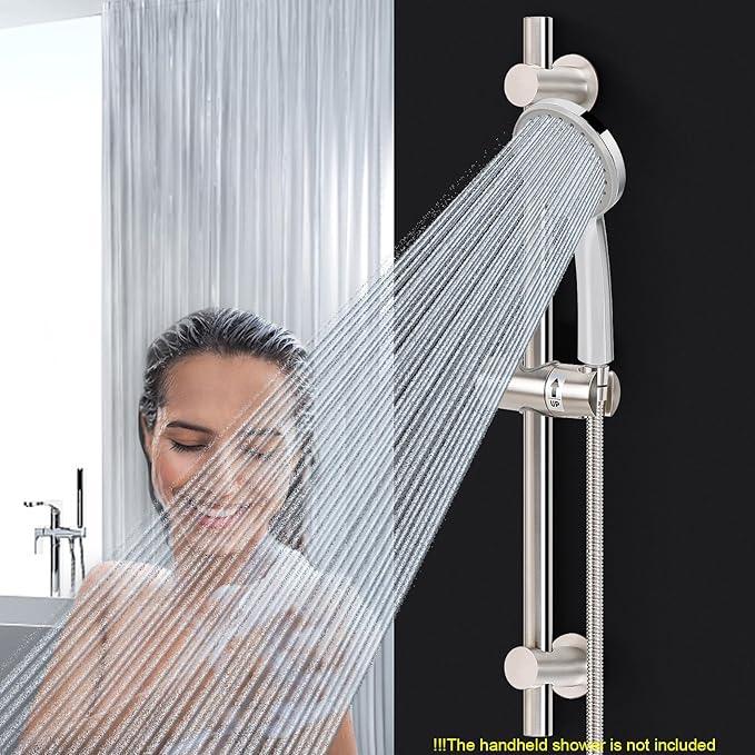 NearMoon Shower Slide Bar with Height/Angle Adjustable Handheld Shower Holder, Bathroom SUS 304 Stainless Steel Shower Head Holder for Bath (Adhesive, Brushed Nickel) - ModernBath