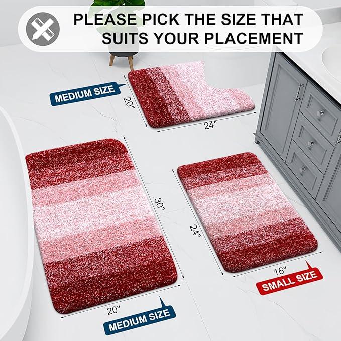 Arotive Microfiber Bathroom Rugs, Shaggy Soft and Absorbent Bath Rug, Non-Slip, Thick Plush Machine Washable Dry Bath Mats for Bathroom, Tub and Shower, 34x21, Burgundy, Rectangular - ModernBath