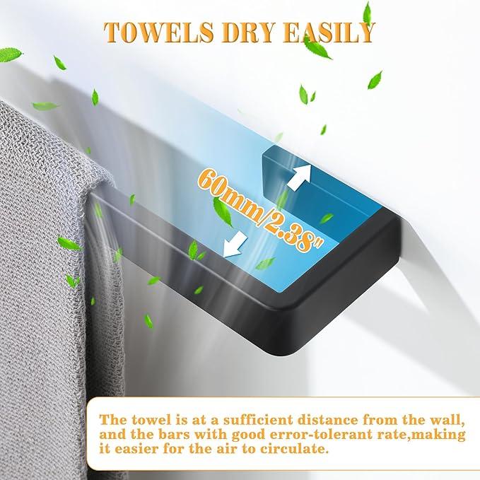 Alise 8'' Towel Bar for Bathroom,Hand Towel Holder Towel Rack for Bathroom Wall Mount,SUS304 Stainless Steel Towel Rail Towel Hanger for Walls,Matte Black - ModernBath