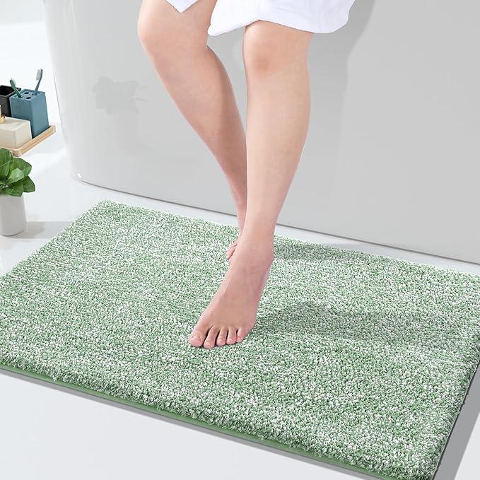 Yimobra Large Bathroom Rugs Non Slip Washable, Soft Absorbent Microfiber Bath Mat,Dual-Tone Decor Rug with Rubber Backing for Bathroom Floor,Tub and Shower,36x24,Home Essentials,Green and White - ModernBath