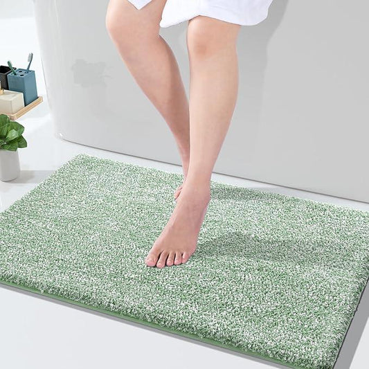 Yimobra Large Bathroom Rugs Non Slip Washable, Soft Absorbent Microfiber Bath Mat,Dual-Tone Decor Rug with Rubber Backing for Bathroom Floor,Tub and Shower,36x24,Home Essentials,Green and White - ModernBath