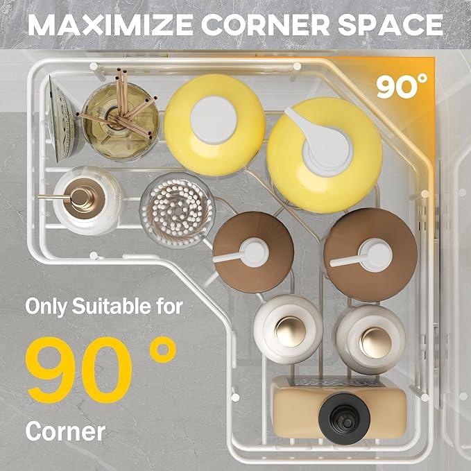 MAXIFFE 3 Pack X-Large Corner Shower Caddy with Soap Holder, Large Capacity Sturdy Easy Install No Drilling Stainless Steel Hold 40 LB Shower Organizer Shelves Rack for Family Renters Bathroom, White - ModernBath