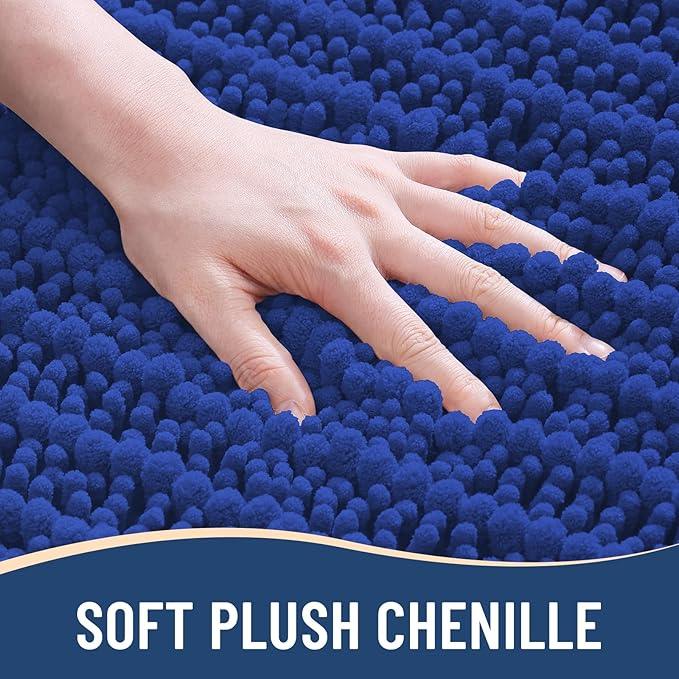 Arotive Luxury Chenille Bathroom Rug Mat, Extra Soft Thick Absorbent Shaggy Bath Rugs, Non-Slip Machine Wash Dry, Plush Bath Mats for Bathroom, Shower and Tub, 30x20, Dark Blue - ModernBath