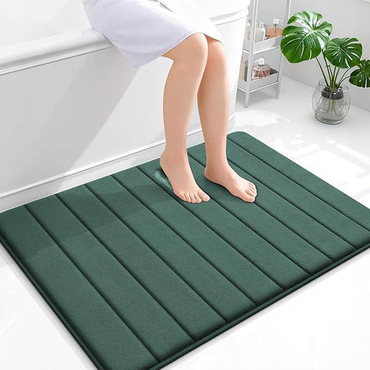 OLANLY Memory Foam Bath Mat 40x32, Super Soft Absorbent Bathroom Rugs, Quick Dry, Machine Washable Shower Floor Rugs, Bathmat Carpet, Bathroom Home Decor Accessories, Blackish Green - ModernBath