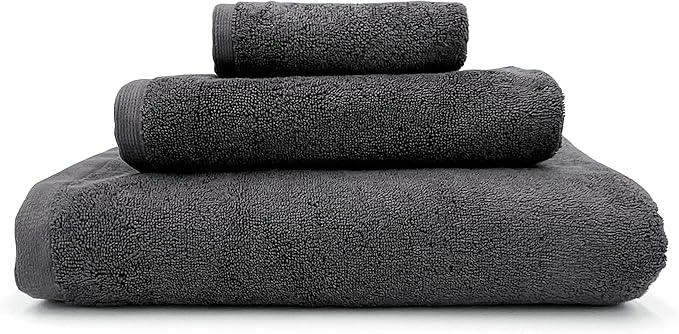 Lincoln & Palm 3 Piece Turkish Towels Set, Thick, Soft, Plush 700 GSM Spa & Hotel Quality, Silver Infused SILVERbac | Bath 58x30, Hand 30x16, Face Wash Cloth 13x13 (3 Piece Towel Set, Charcoal) - ModernBath