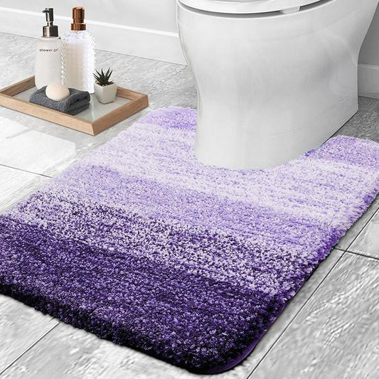 OLANLY Luxury Toilet Rugs U-Shaped 24x20, Extra Soft and Absorbent Microfiber Bathroom Rugs, Non-Slip Plush Shaggy Bath Mat, Machine Wash Dry, Contour Bathroom Mats for Toilet Base, Violet - ModernBath
