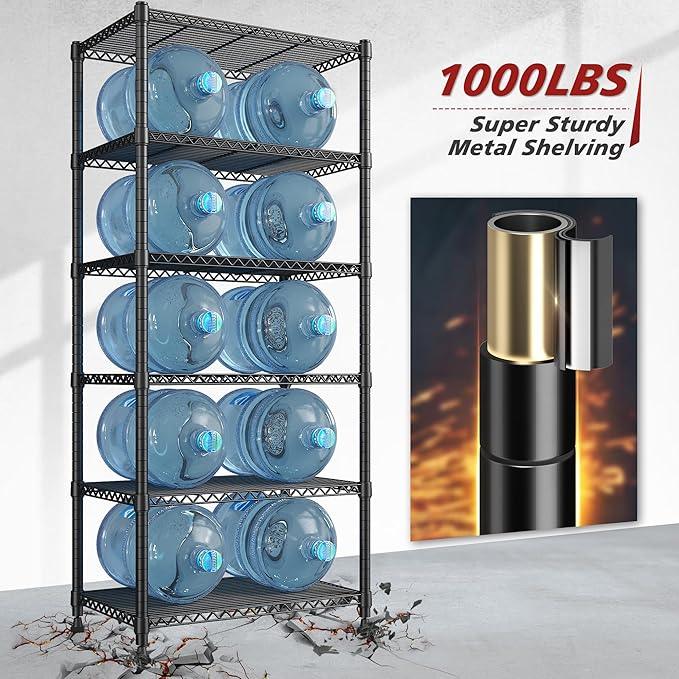 REIBII 72’’H Wire Shelving, 6 Tier Metal Shelving Units and Storage Shelves, Adjustable Garage Shelving for Storage Heavy Duty Shelving for Pantry Shelf Kitchen Garage, 24’’W X18’’D X72’’H - ModernBath