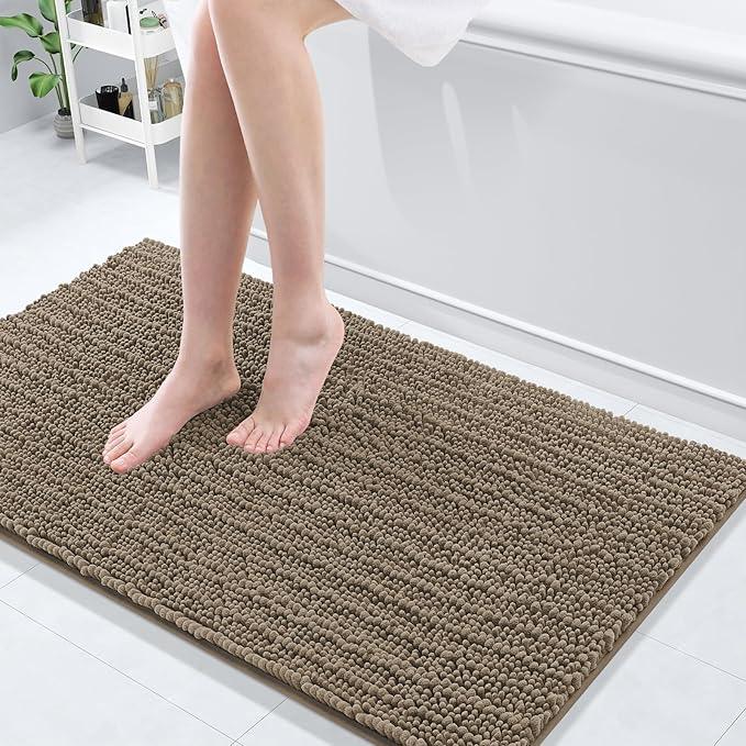 Arotive Luxury Chenille Bathroom Rug Mat, Extra Soft Thick Absorbent Shaggy Bath Rugs, Non-Slip Machine Wash Dry, Plush Bath Mats for Bathroom, Shower and Tub, 44x24, Camel - ModernBath