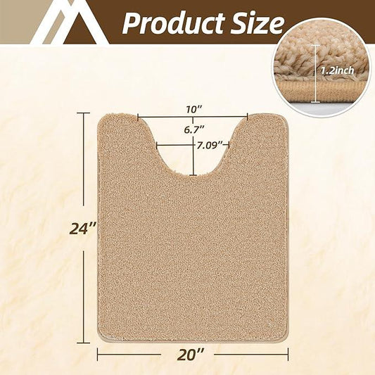 COSY HOMEER Toilet Rugs U-Shaped 24"x20",Soft Absorbent Bath Mat with Non-Slip TPR Backing, Machine Washable Shaggy Bath Rug for Toilet,Beige - ModernBath