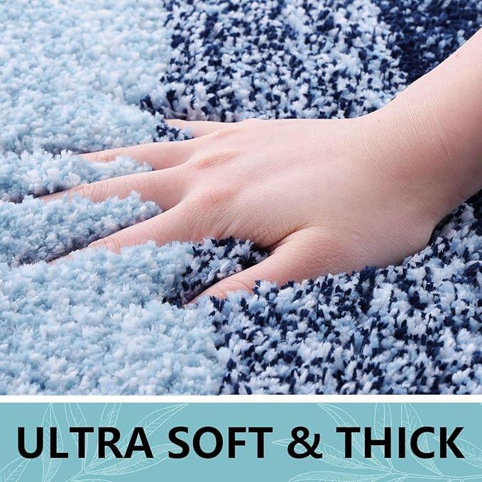 Arotive Microfiber Bathroom Rugs, Shaggy Soft and Absorbent Bath Rug, Non-Slip, Thick Plush Machine Washable Dry Bath Mats for Bathroom, Tub and Shower, 24x24, Dark Blue, Round - ModernBath