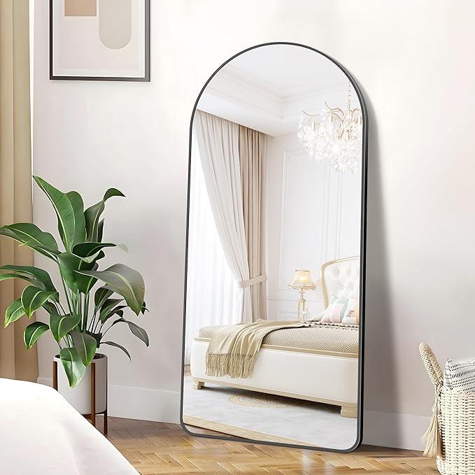 FORBATH Large Arched Wall Mirror 60x30 Inch, Black Arched Full Length Mirror with Aluminum Frame for Bedroom, Fireplace,Entryway,Living Room,Home Decor,Hanging or Leaning Against Wall - ModernBath