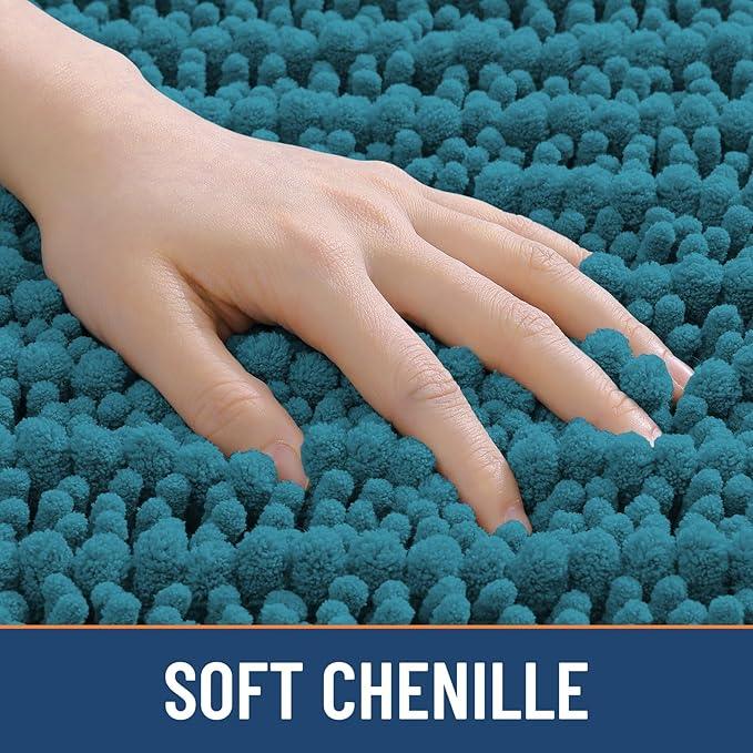 Smiry Bathroom Rugs Mat 30x20, Extra Soft Absorbent Chenille Bath Rugs, Non Slip Rubber Backing Machine Washable Quick Dry Bath Mats for Bathroom Floor, Tub, Shower, Home Decor Accessories, Lake Blue - ModernBath